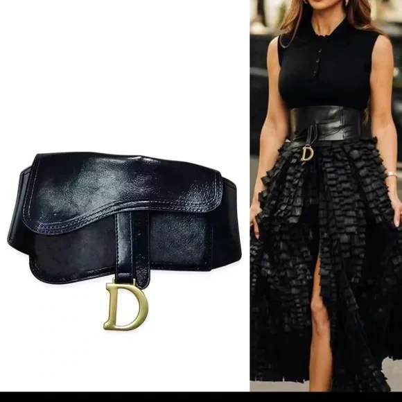 Waist belt logo D stretchy gold and black - Picture 7 of 14